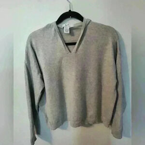 Magaschoni pull over hooded gray sweater size L (14)